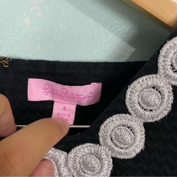 Lilly‎ Pulitzer Adelson Dress Silver Black Sz 4 - Picture 3 of 9